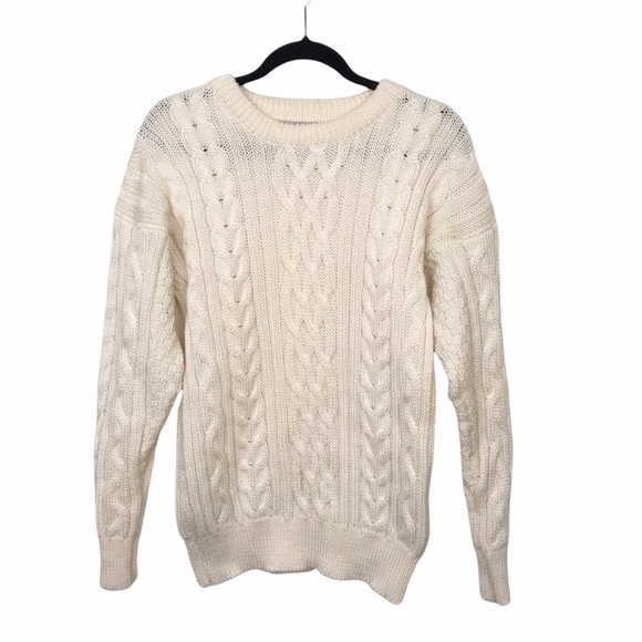 Woolovers Ivory 100% Wool Cable Knit Sweater - Picture 1 of 9